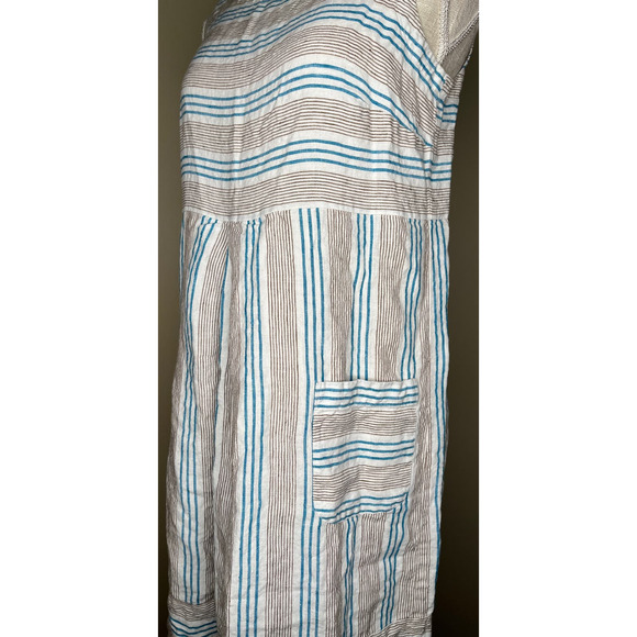J Jill Love Linen womens dress sleeveless white brown blue striped shift size XS - Picture 12 of 12